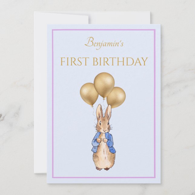 Invitation Anniversaire classique de lapin d'un an (Devant)