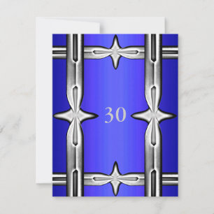 Invitation Anniversaire Cobalt Bleu & Argent