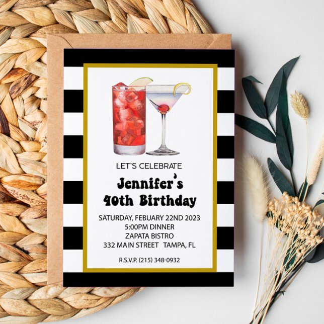 Invitation Anniversaire Cocktails et Dîner (Créateur téléchargé)