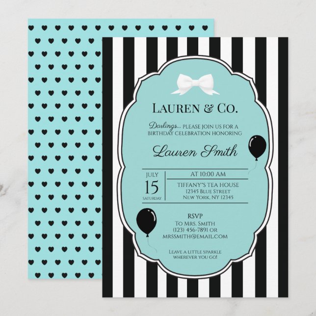 Invitation anniversaire Cœur de Tiffany and Co (Devant / Derrière)