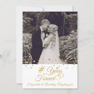 Invitation Anniversaire Coeurs d'or des années dans l'jamais