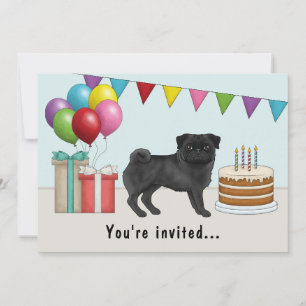 Invitation Anniversaire Coloré Chien de Dessin Animé Mignon P