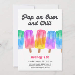Invitation Anniversaire Coloré de 5 ans avec des Popsicles d'