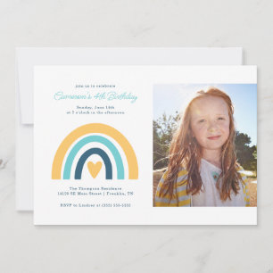 Invitation Anniversaire coloré de la fille arc-en-ciel - Phot