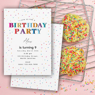 Invitation Anniversaire coloré Fête Confetti Anniversaire