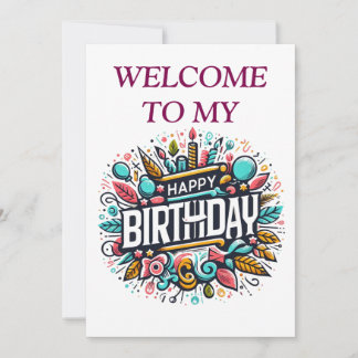 Invitation Anniversaire coloré illustré - Fête unique