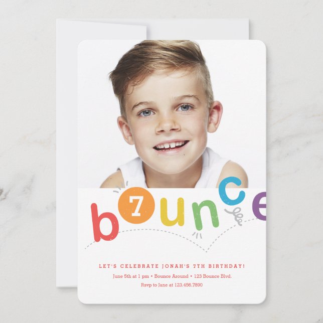 Invitation Anniversaire coloré pour enfants avec bounce (Devant)