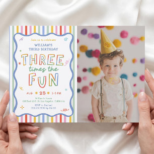 Invitation anniversaire colorée Trois fois plus de