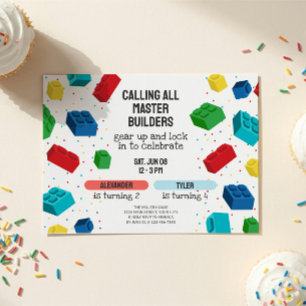 Invitation Anniversaire commun de frères et sœurs pour les bl