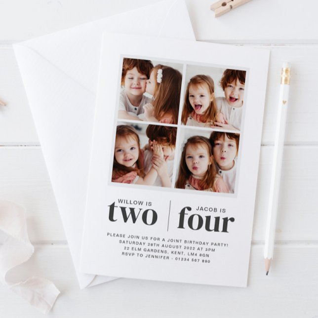 Invitation anniversaire commune en collage de phot (Créateur téléchargé)