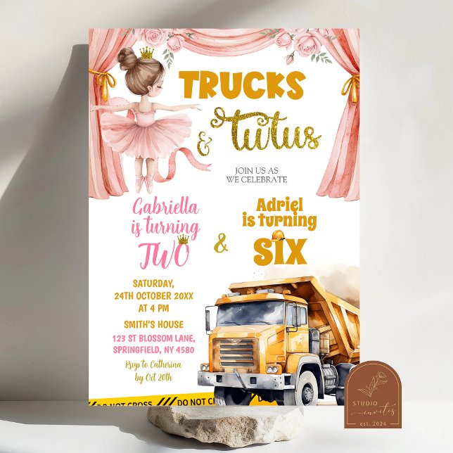 Invitation Anniversaire conjoint Camions et Tutus (Créateur téléchargé)
