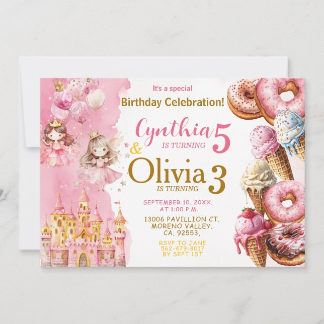 Invitation Anniversaire conjoint de la princesse soeur et de  (Devant)