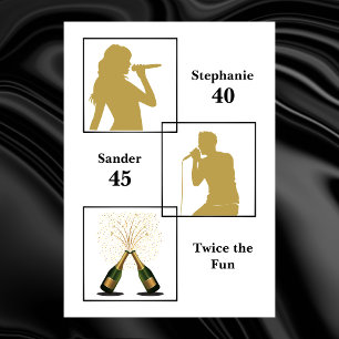 Invitation Anniversaire conjoint Double plaisir Noir Or