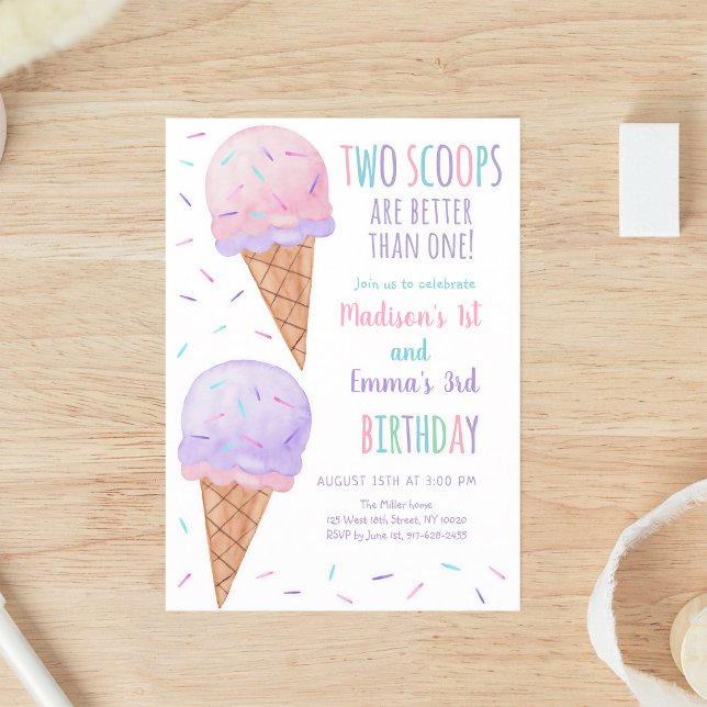 Invitation Anniversaire Conjoint Gâteau Glace Deux Boules Ros (Créateur téléchargé)
