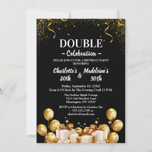 Invitation Anniversaire conjoint moderne noir et or