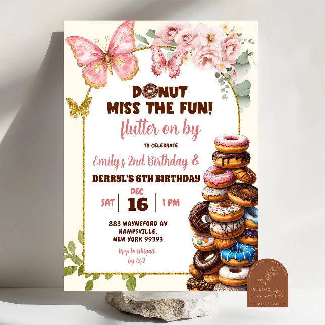 Invitation Anniversaire conjoint Papillons et Donuts  (Créateur téléchargé)