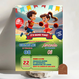 Invitation Anniversaire conjoint pom-pom girl et football