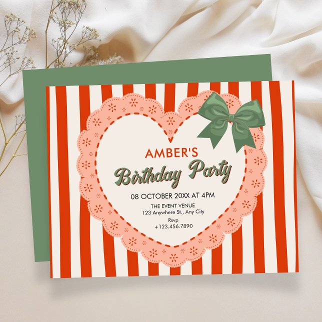 Invitation Anniversaire coquette vintage (Créateur téléchargé)