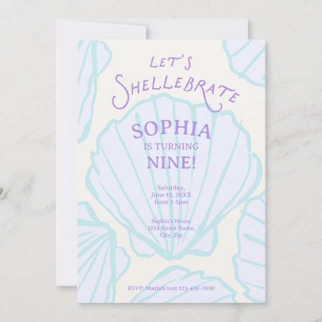 Invitation Anniversaire Coquillage Tendance (Devant)