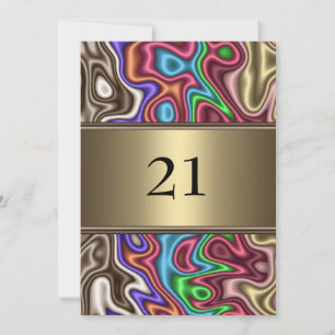 Invitation Anniversaire Couleurs Abstraites Faux S