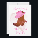 Invitation Anniversaire Cowboy Pink Party<br><div class="desc">Une invitation à la fête d'anniversaire pour cowboy ou cowgirl rose. Un casquette rose avec des bottes de cowboy. Modifiez les informations pour votre propre invitation personnalisée à la fête d'anniversaire personnelle.</div>