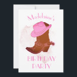 Invitation Anniversaire Cowboy Pink Party<br><div class="desc">Une invitation à la fête d'anniversaire pour cowboy ou cowgirl rose. Un casquette rose avec des bottes de cowboy. Modifiez les informations pour votre propre invitation personnalisée à la fête d'anniversaire personnelle.</div>