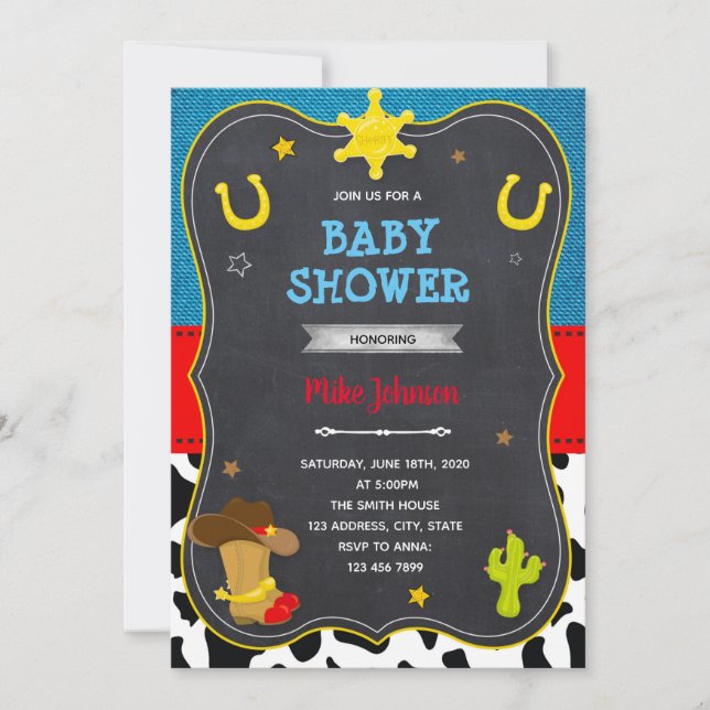 Invitation Anniversaire Cowboy shower  (Devant)