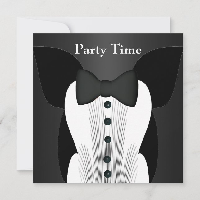 Invitation Anniversaire Cravate noire (Devant)