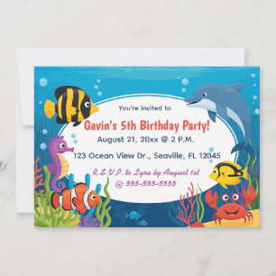 Invitation Anniversaire Créatures de l'Océan Modifiable