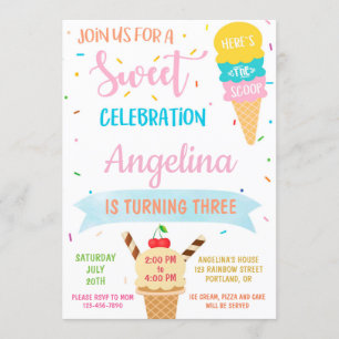 Invitation anniversaire crème glacée invitation de