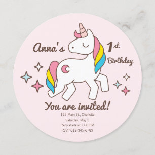 Invitation Anniversaire. Cute Unicorne avec des étincelles.