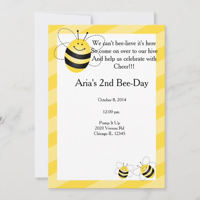 Invitation Anniversaire d'abeille (Devant)