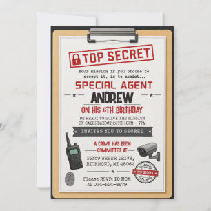 Invitation Anniversaire d'agent secret de Kid Spy personnel
