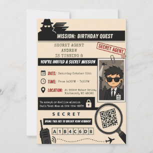 Invitation Anniversaire d'agent secret espionne personnel