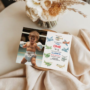 Invitation Anniversaire d'Airplane Boy 1 an   Fête Thème Ciel