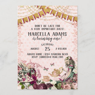 Invitation Anniversaire d'Alice au Pays des Merveilles
