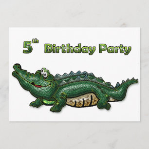 Invitation Anniversaire d'alligator vert de bande 5ème