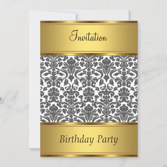 Invitation Anniversaire Damassé (Devant)