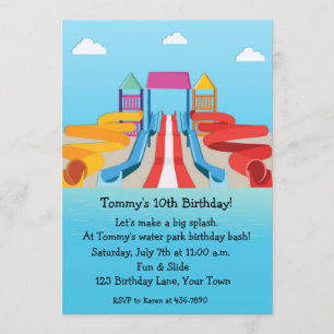 Invitation Anniversaire d'amusement de parc aquatique
