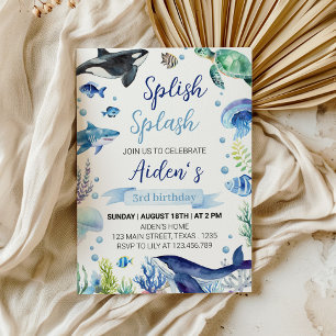 Invitation Anniversaire D'Animal Océanique Sous La