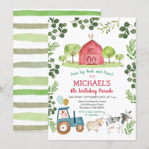 Invitation Anniversaire d'animaux de ferme verdoyants