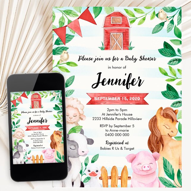 Invitation Anniversaire d'animaux de la ferme (Créateur téléchargé)