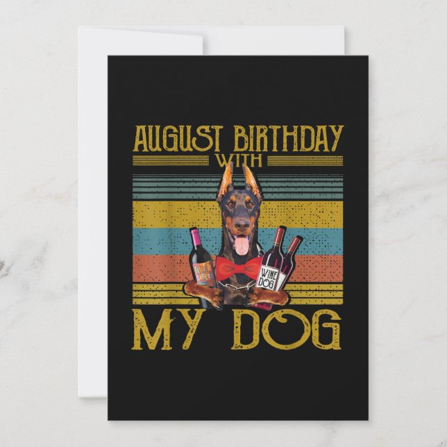 Invitation Anniversaire d'août avec mon chien Doberman Pinsch (Devant)