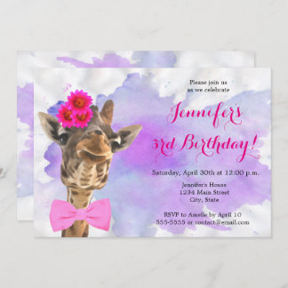 Invitation Anniversaire d'aquarelle animale de jungle de