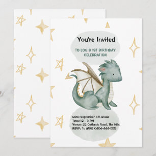 Invitation anniversaire d'aquarelle dragon