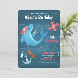 Invitation Anniversaire Dauphin Sous La Mer, Océan Bleu