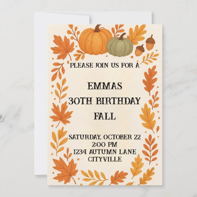 Invitation Anniversaire d'automne (Devant)