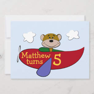 Invitation Anniversaire d'avion d'ours