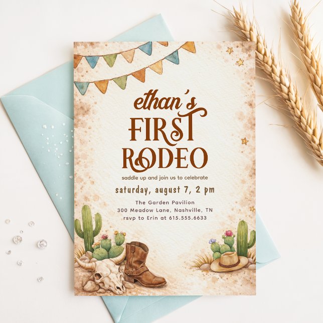 Invitation Anniversaire de 1 an Cowboy Western Vintage (Créateur téléchargé)