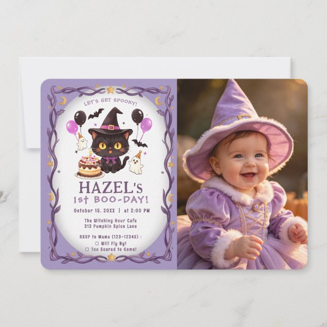 Invitation Anniversaire de 1 an de la Sorcière Mignonne et Fa (Devant)